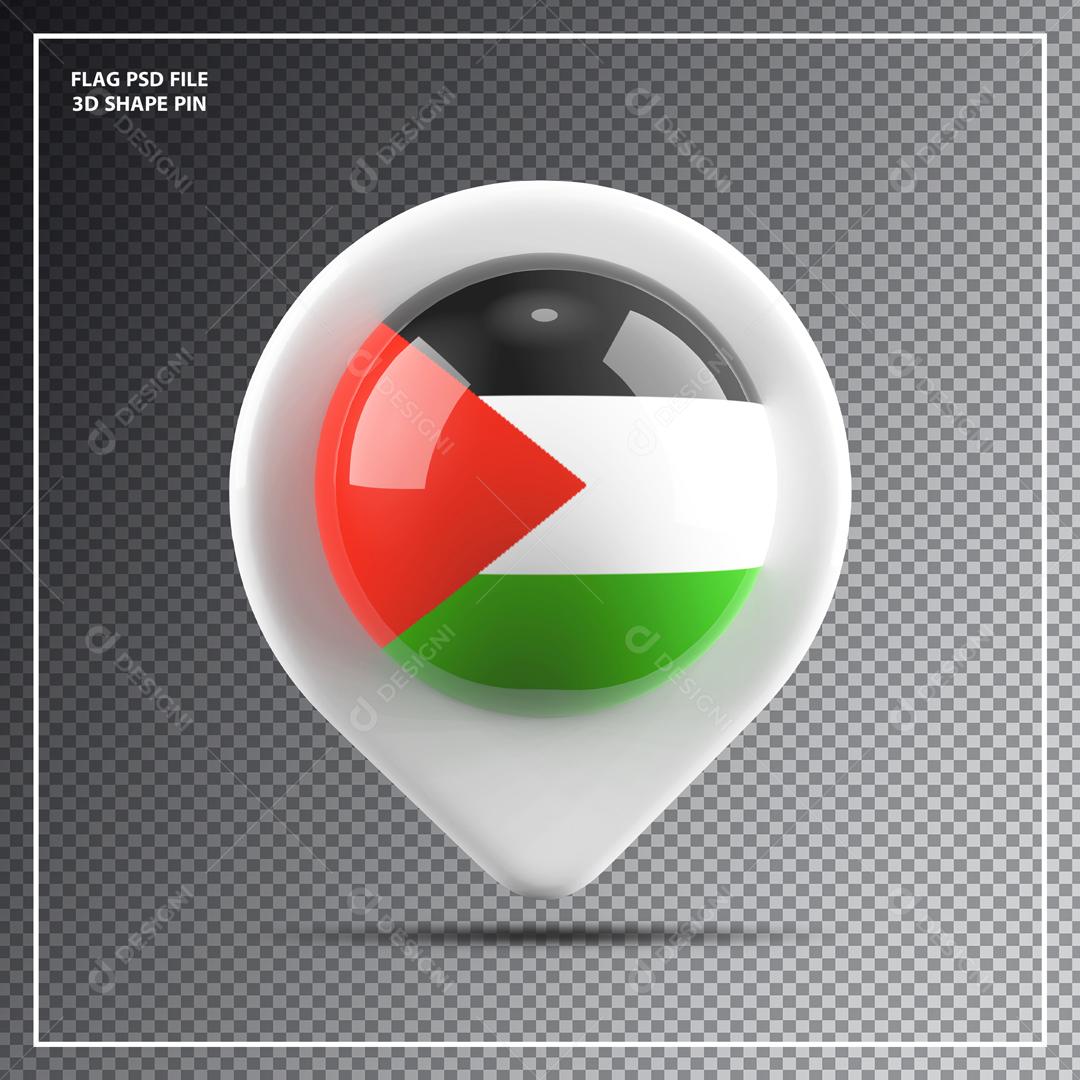 Ícone 3D de Localização da Palestina para Composição PSD