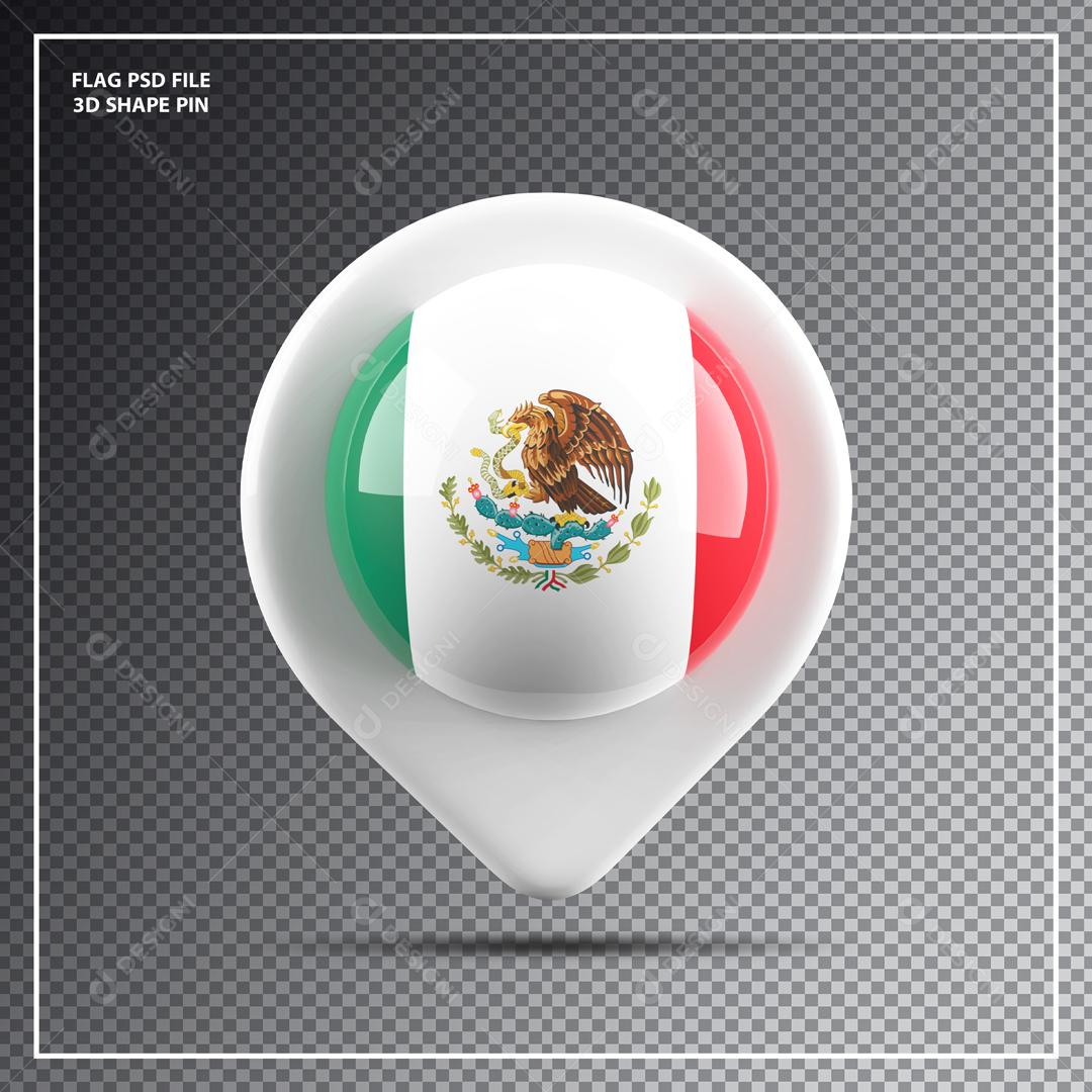Ícone 3D de Localização do México para Composição PSD