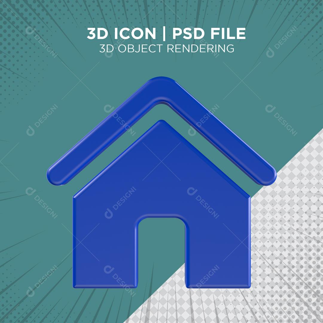 Ícone 3D Casa Azul Elemento Para Composição PSD
