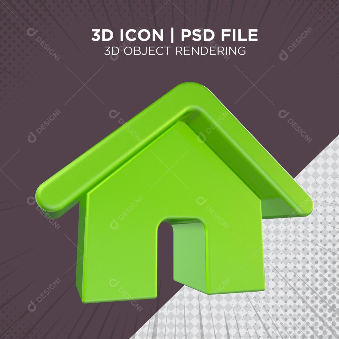 Ícone 3D Casa Verde Elemento Para Composição PSD