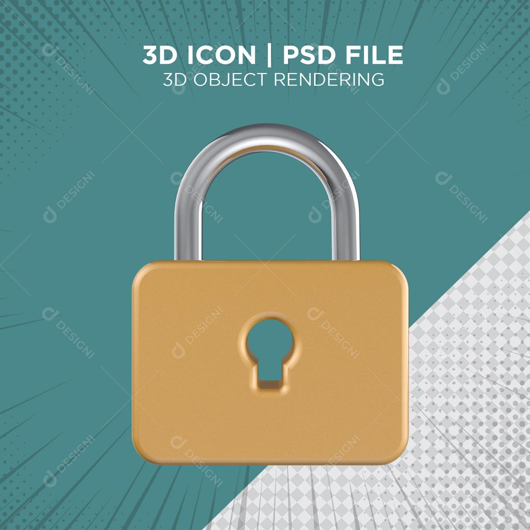 Cadeado Elemento 3D para Composição PSD