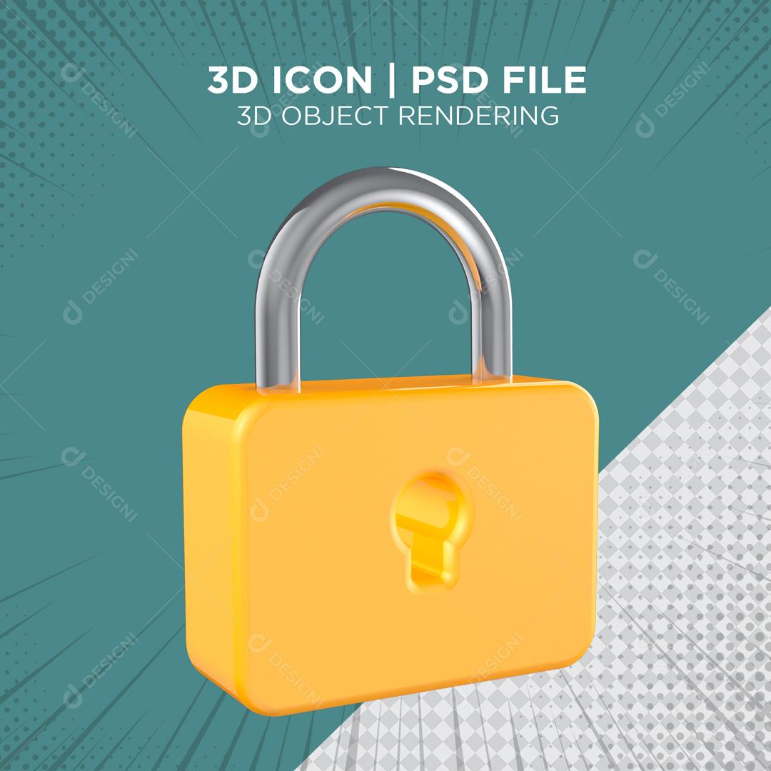 Elemento 3D Cadeado para Composição PSD