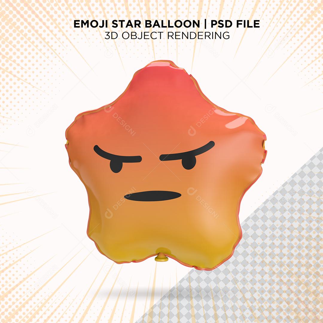 Balão de Emoji Nervoso Elemento 3D para Composição PSD