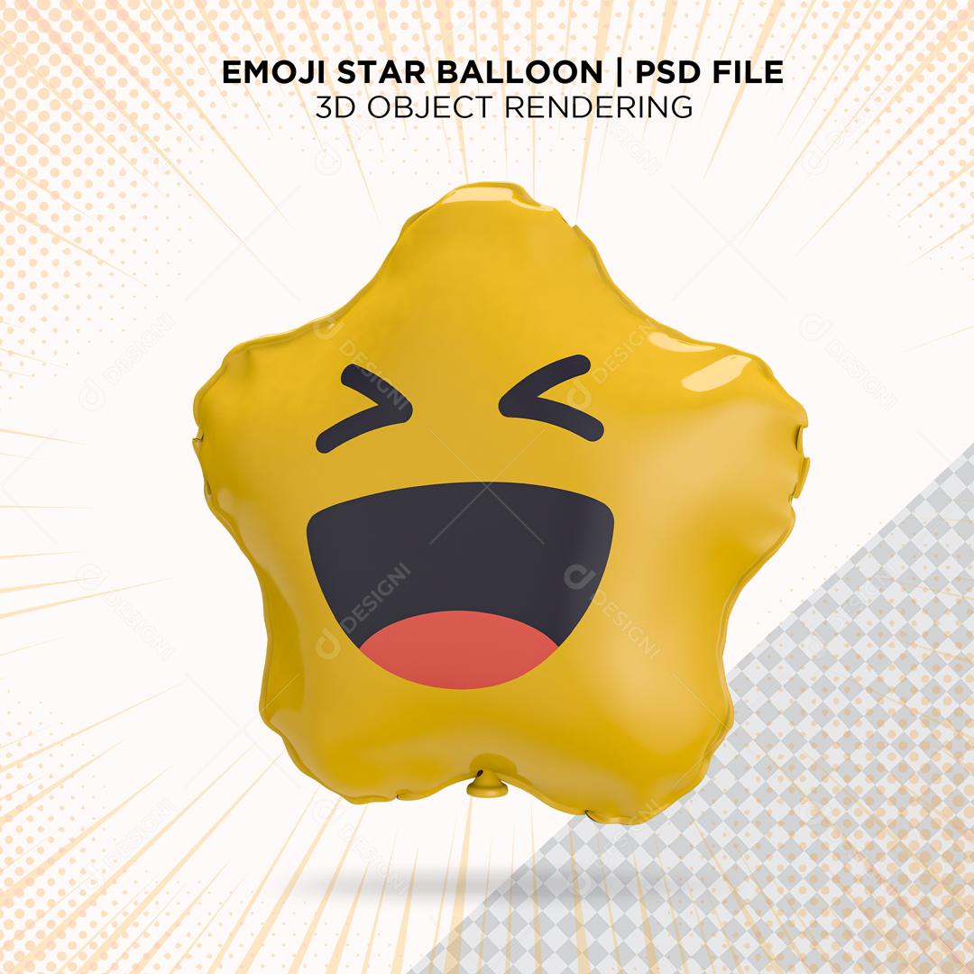 Balão de Emoji Feliz Elemento 3D para Composição PSD