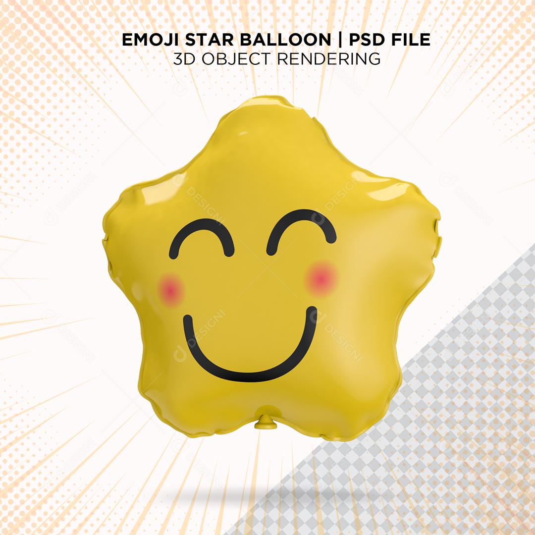 Balão de Emoji Irônico Elemento 3D para Composição PSD