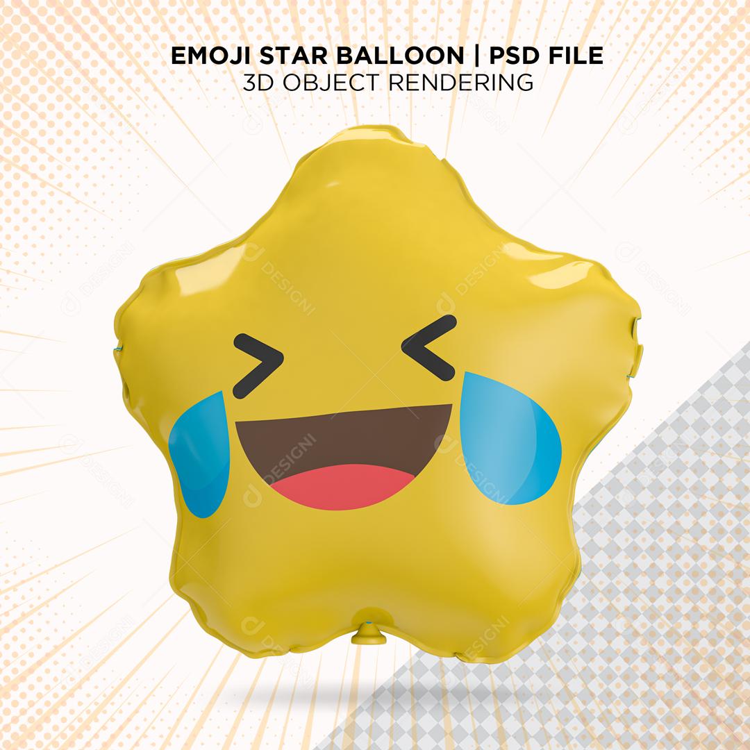 Balão de Emoji Chorando de rir Elemento 3D para Composição PSD
