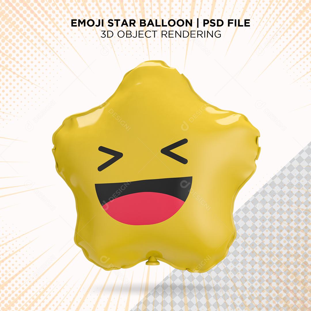 Balão de Emoji Feliz Elemento 3D para Composição PSD