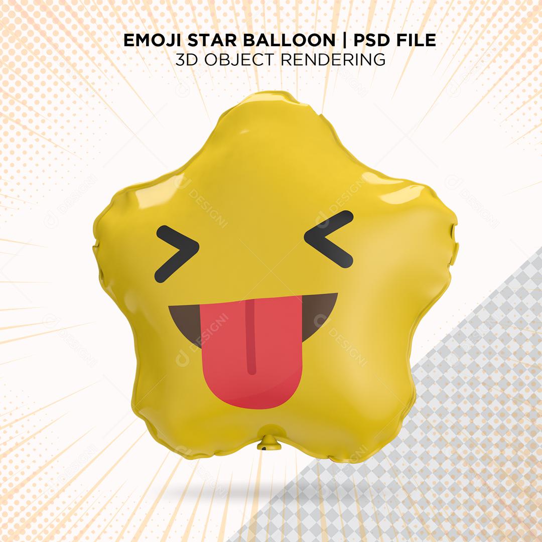 Balão de Emoji Feliz Elemento 3D para Composição PSD