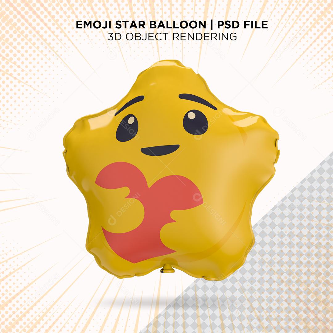 Balão de Emoji Feliz E Abraçando O Coração Elemento 3D para Composição PSD