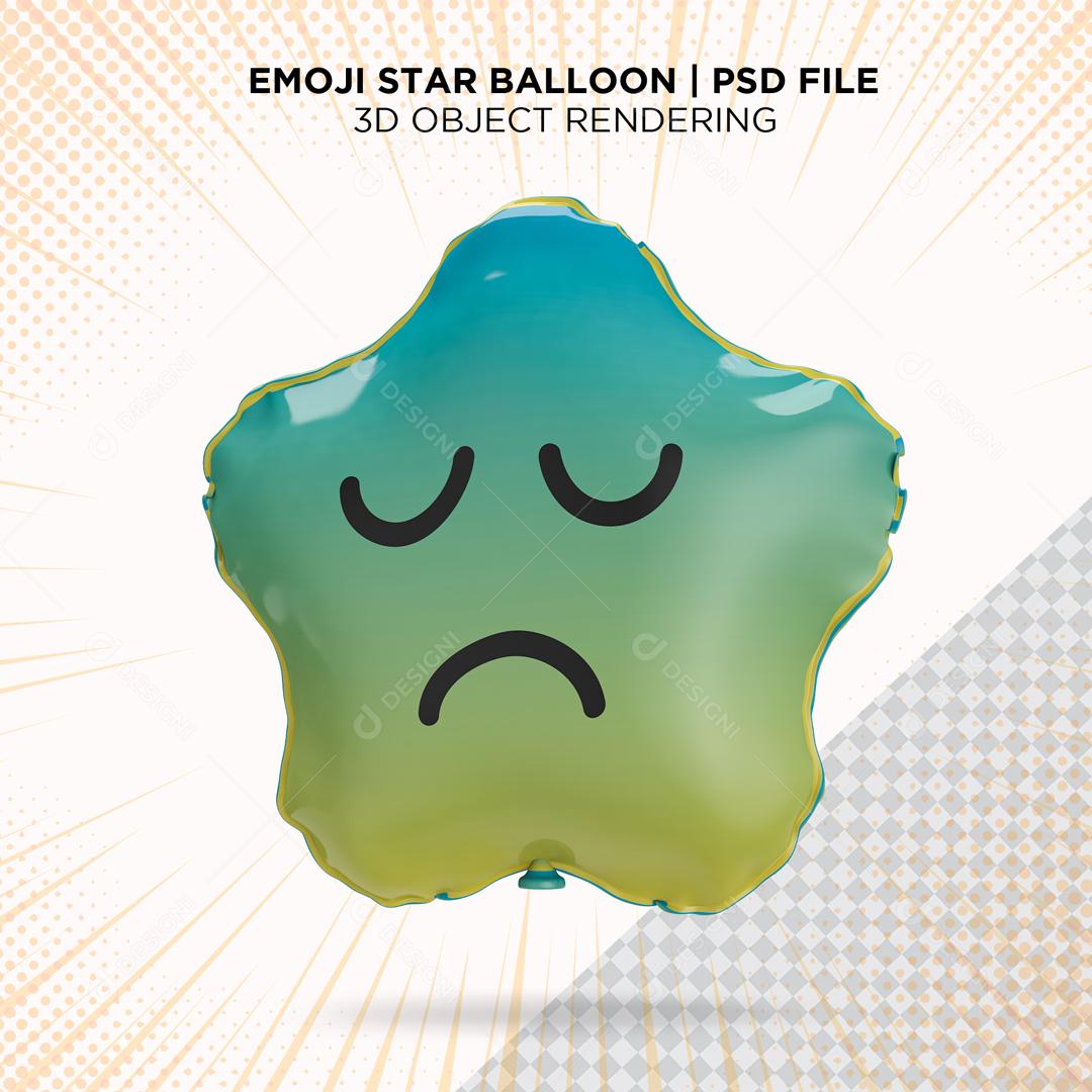 Balão de Emoji Triste Elemento 3D para Composição PSD