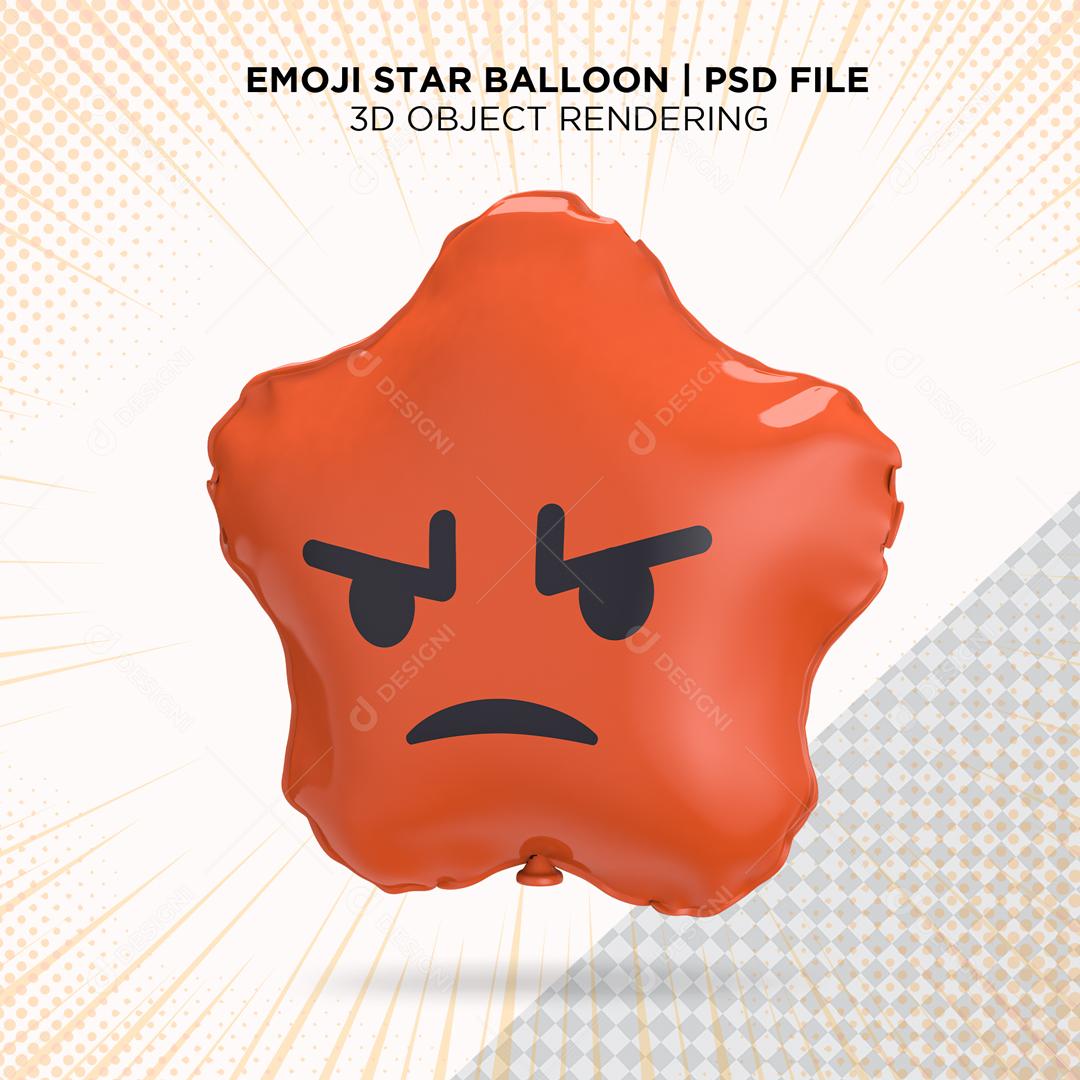 Balão de Emoji Nervoso Elemento 3D para Composição PSD