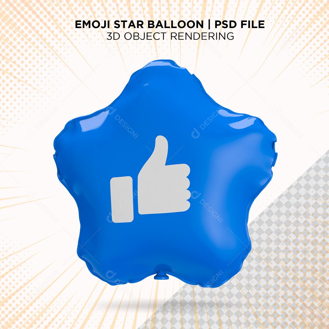 Balão de Emoji Like Elemento 3D para Composição PSD