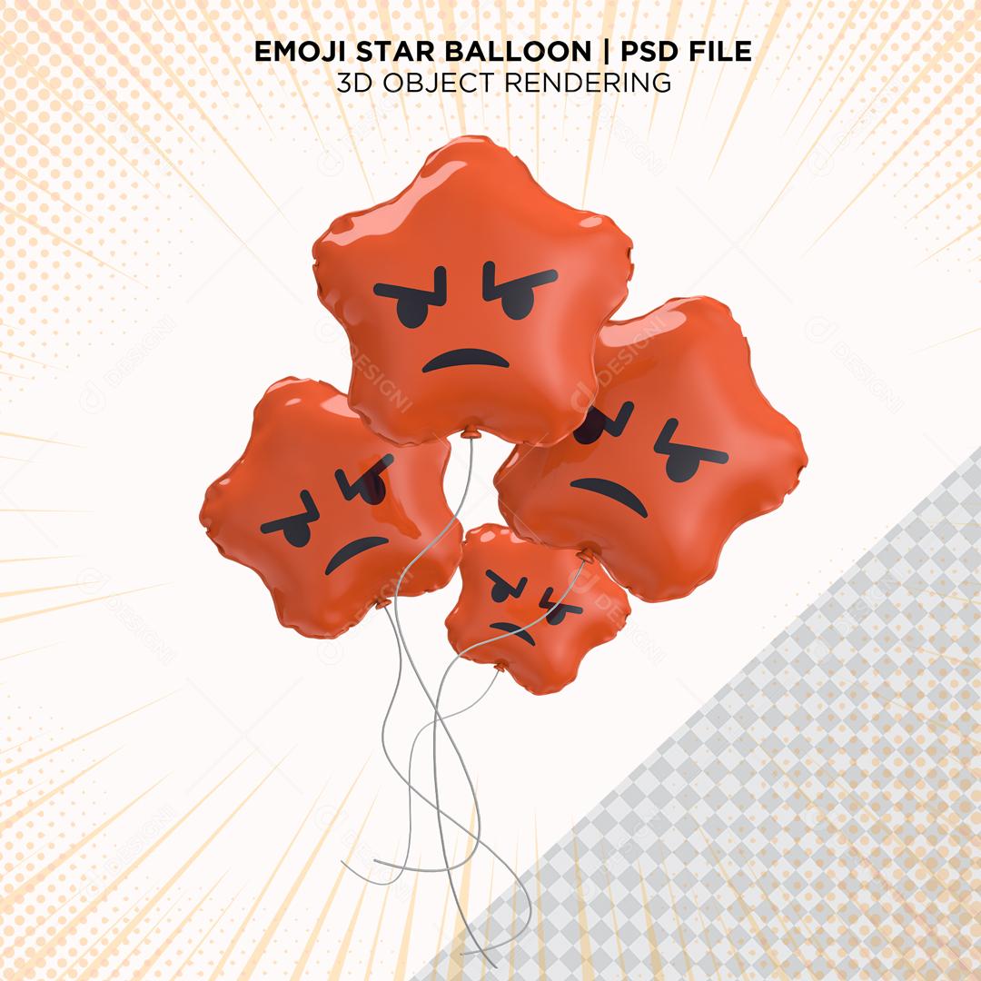 Balões de Emoji Nervoso Elemento 3D Para Composição PSD