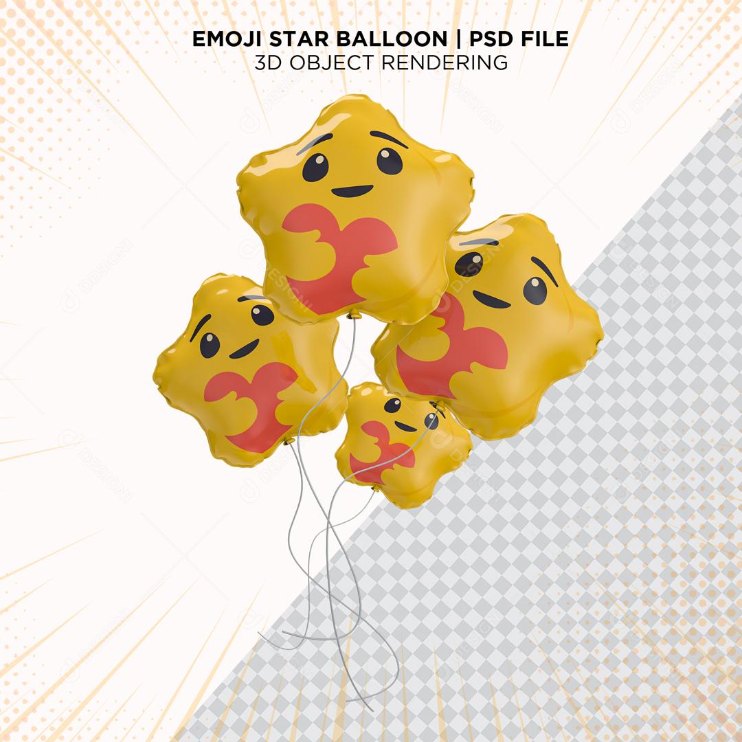 Balões de Emoji Feliz E Abraçando O Coração Elemento 3D para Composição PSD