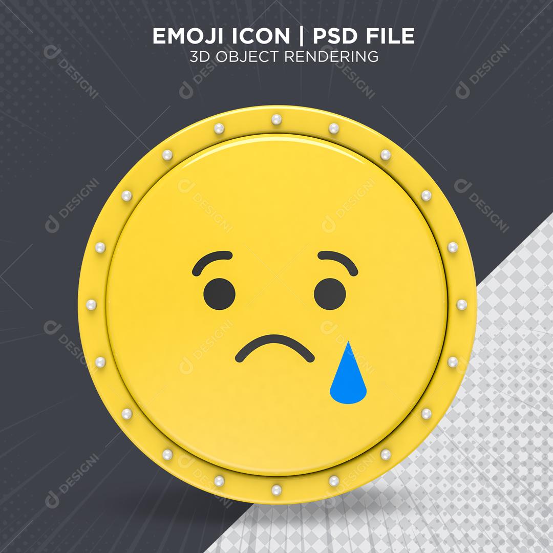Emoji Triste Elemento 3D Para Composição PSD