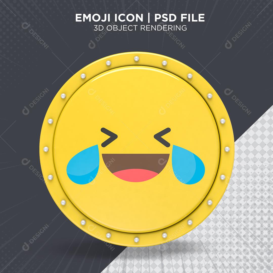 Emoji Chorando de rir Elemento 3D para Composição PSD
