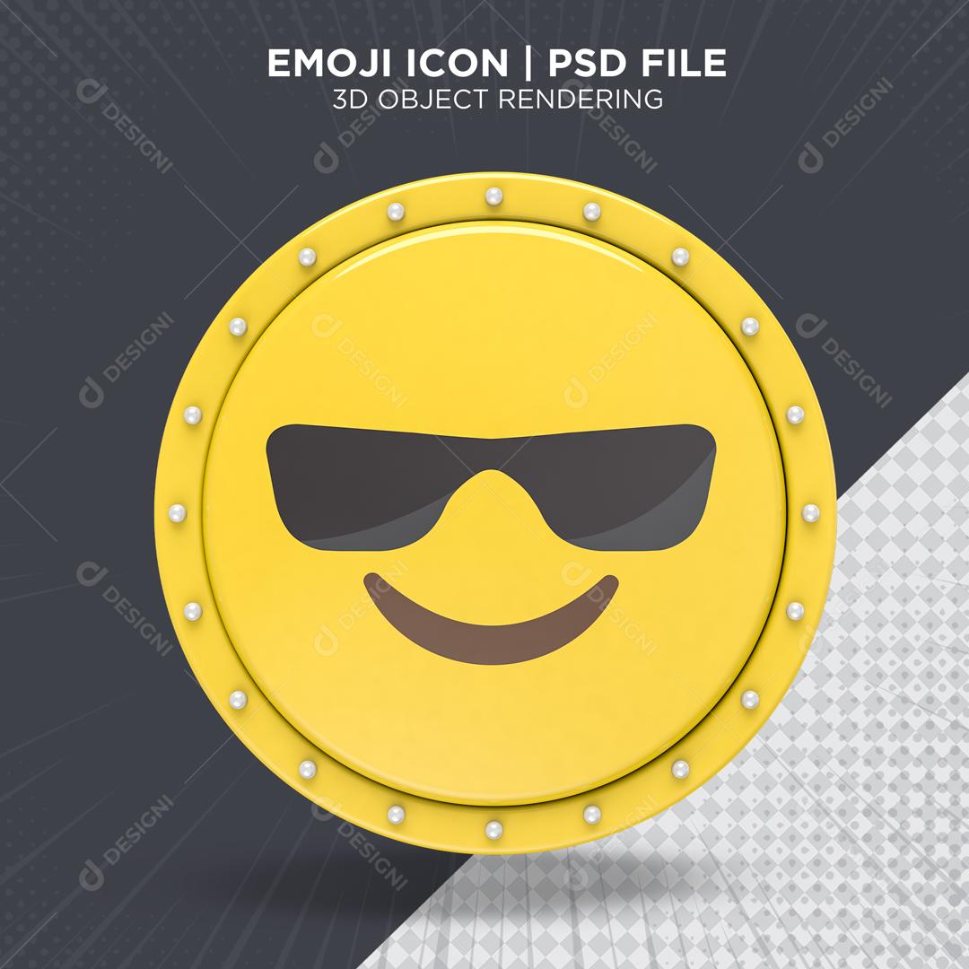 Emoji Feliz e Usando Óculos Elemento 3D Para Composição PSD