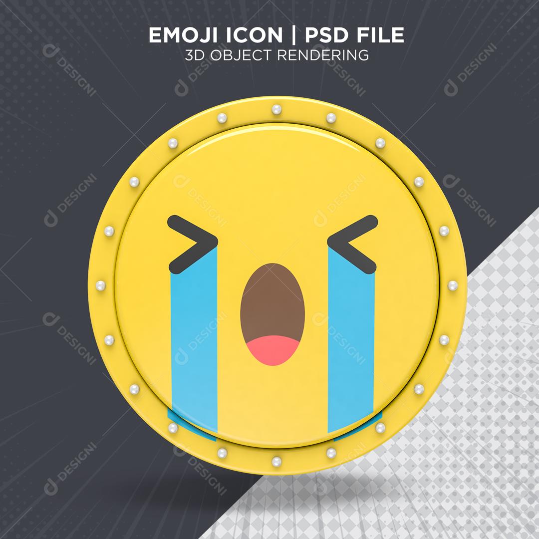Emoji Chorando Elemento 3D para Composição PSD