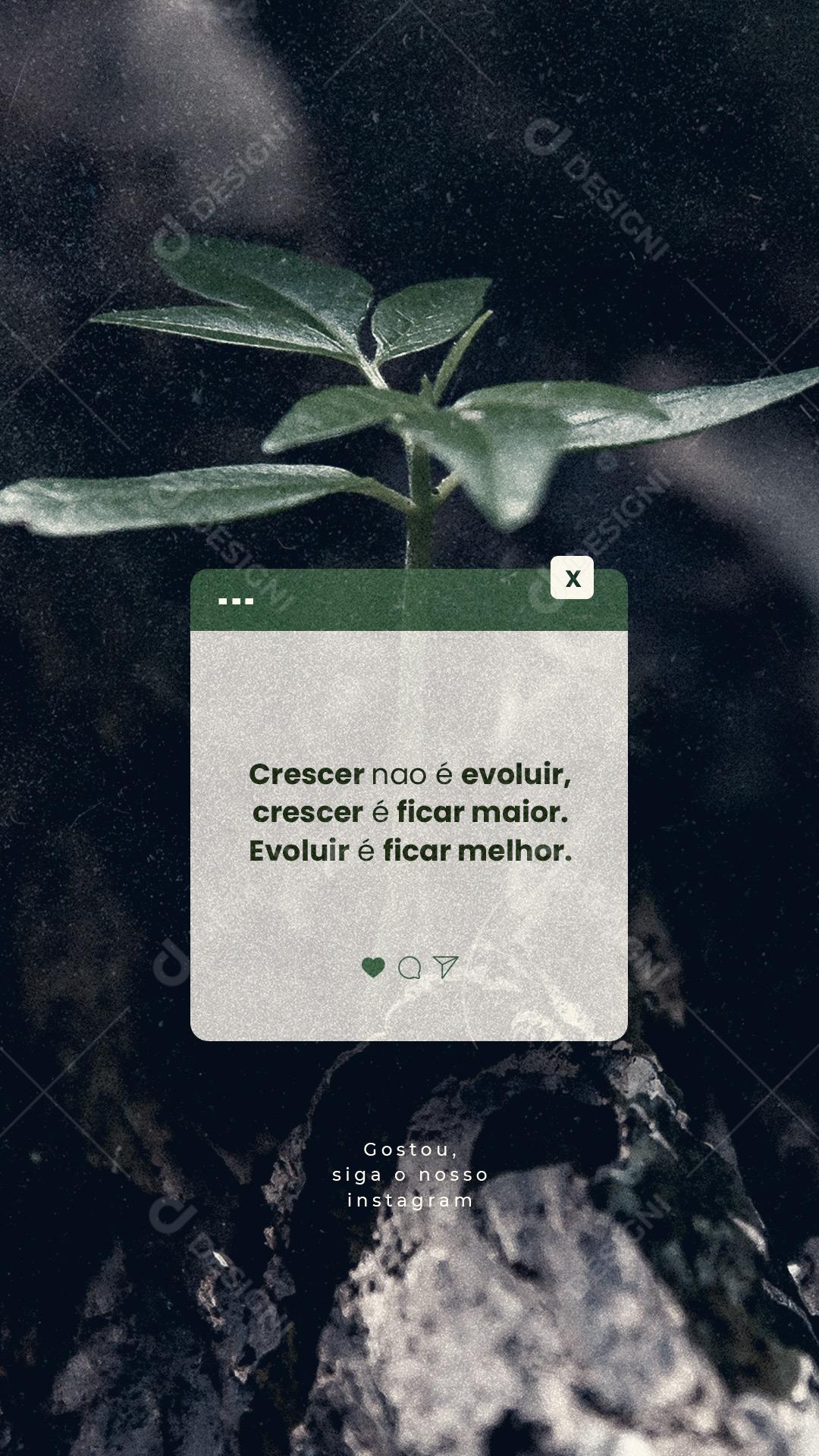 Story Cresce não é evoluir crescer é ficar Frase Motivacional Social Media PSD Editável
