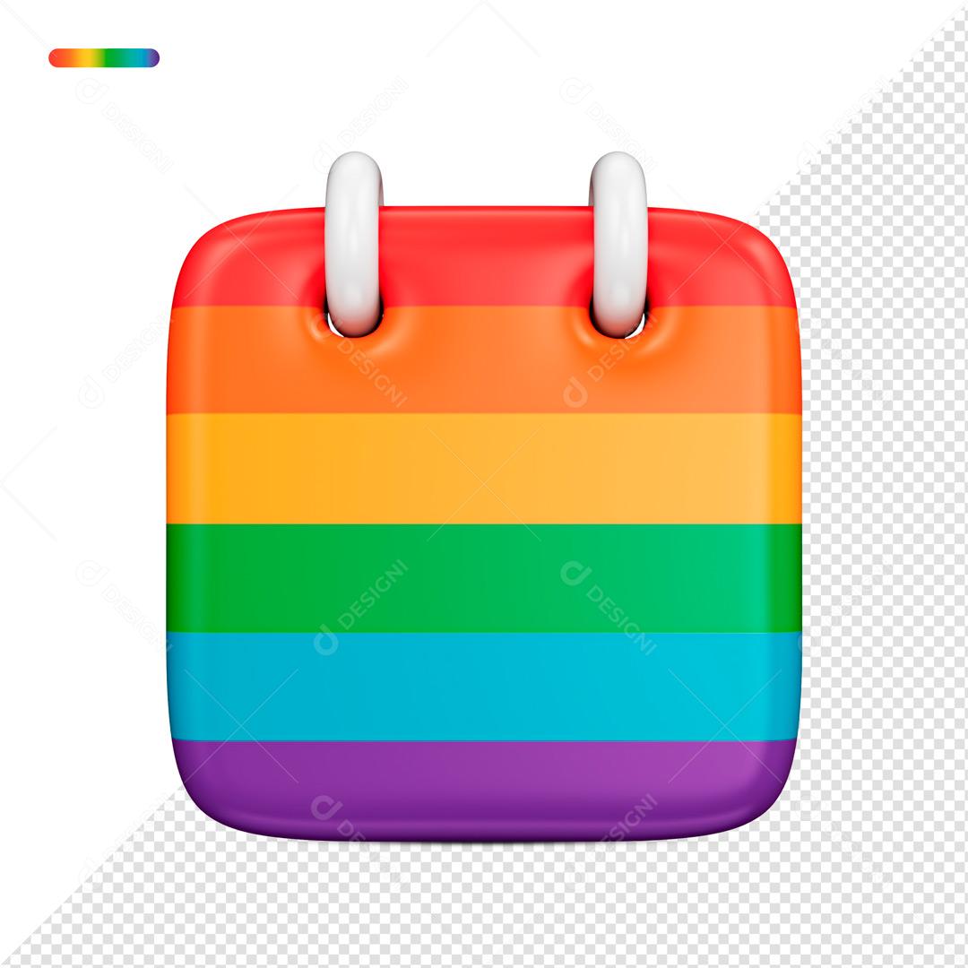 Elemento 3D Agenda Colorida LGBT PSD
