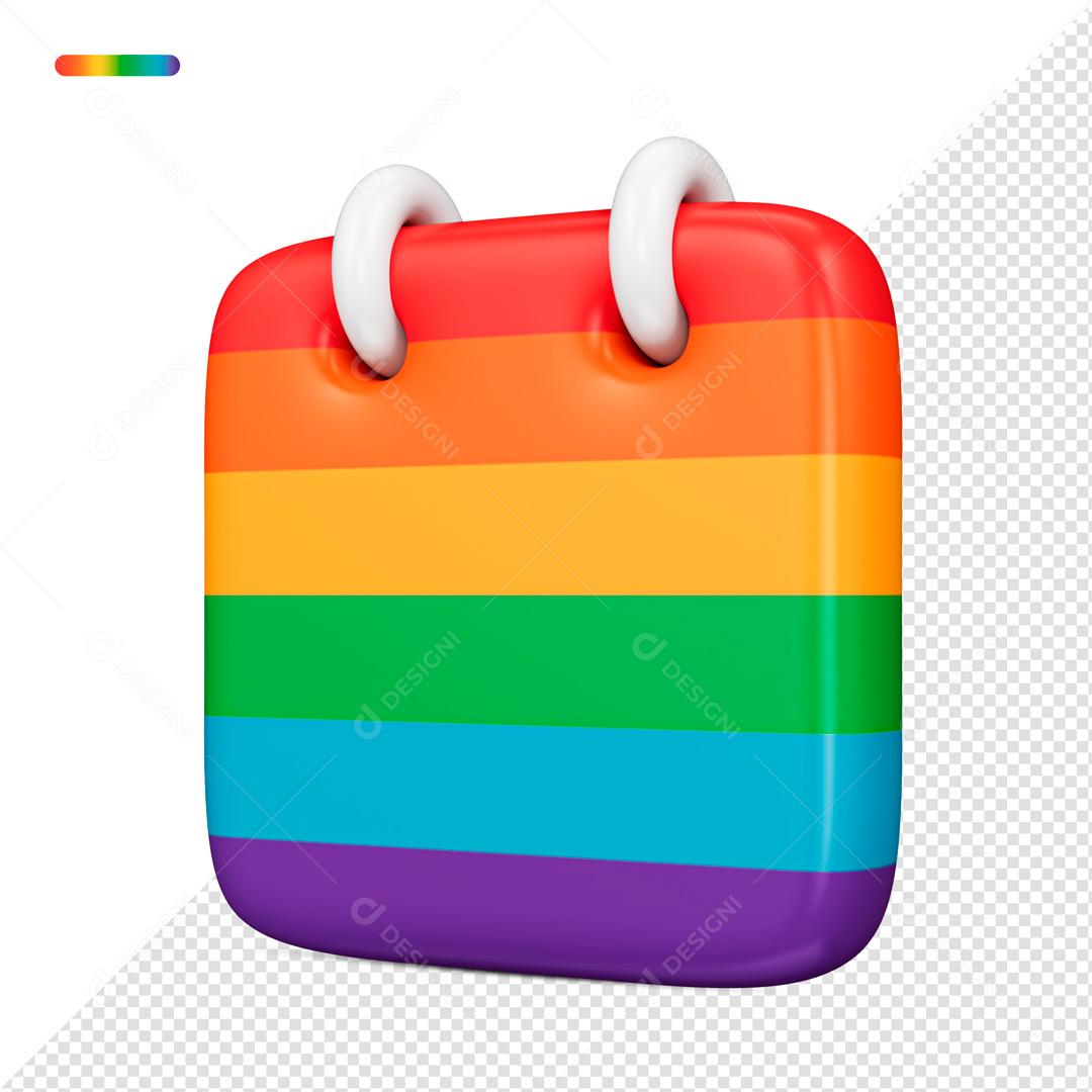 Elemento 3D Agenda Colorida LGBT PSD