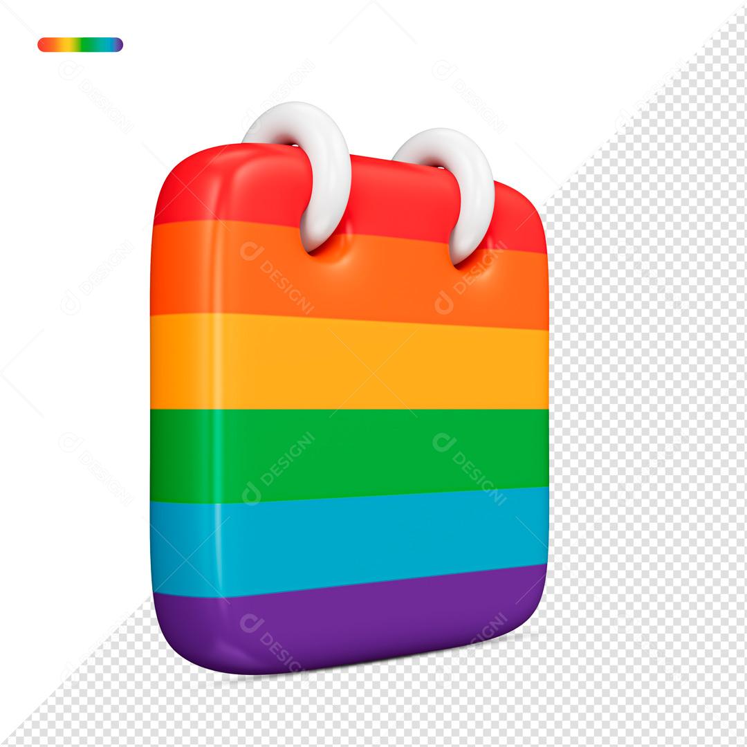 Elemento 3D Agenda Colorida LGBT PSD