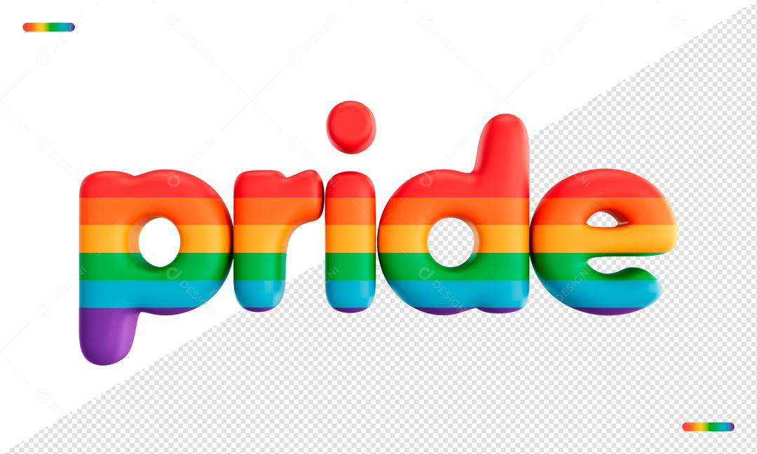 Texto 3D Para Composição Pride Cores Bandeira LGBT PSD