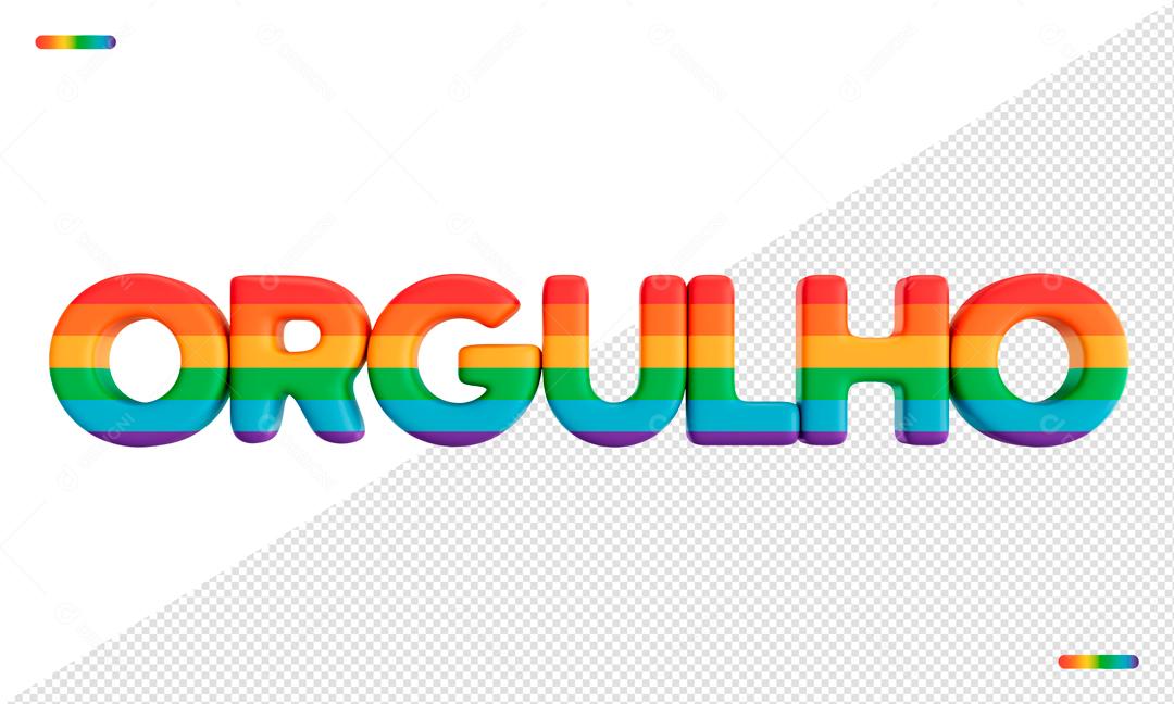Texto 3D Para Composição Orgulho Cores Bandeira LGBT PSD