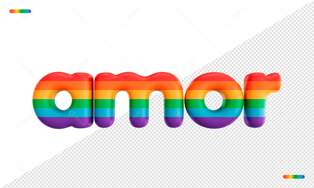 Texto 3D Para Composição amor Cores Bandeira LGBT PSD