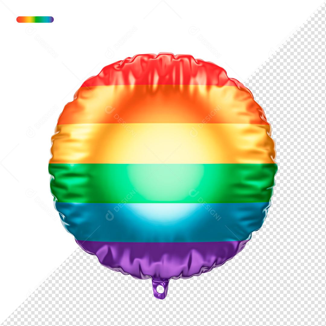 Elemento 3D Balão Com Cores LBGT PSD