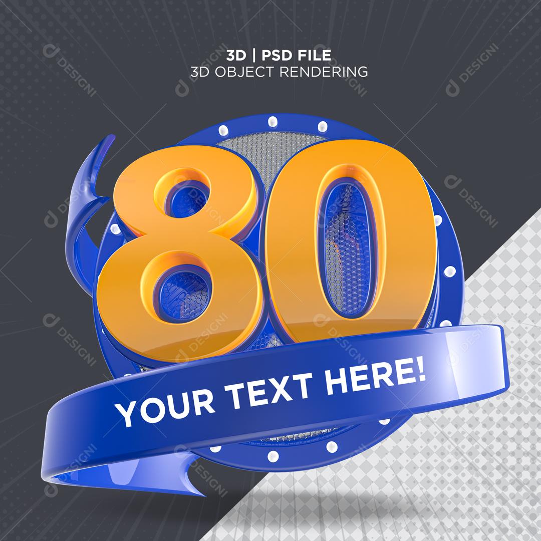 Número 3D 80 Elemento Para Composição PSD