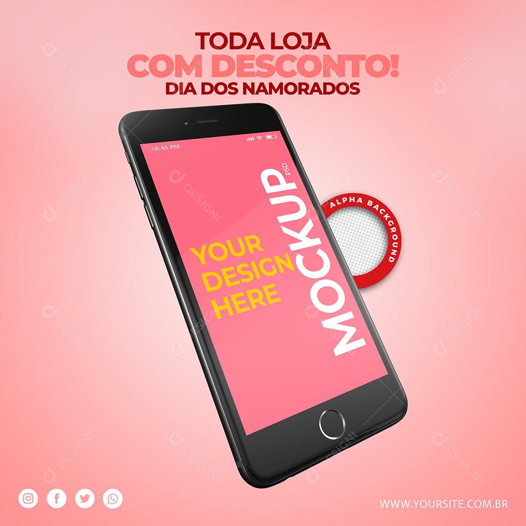 Mockup Smatphone Dia dos Namorados Corações PSD Editável