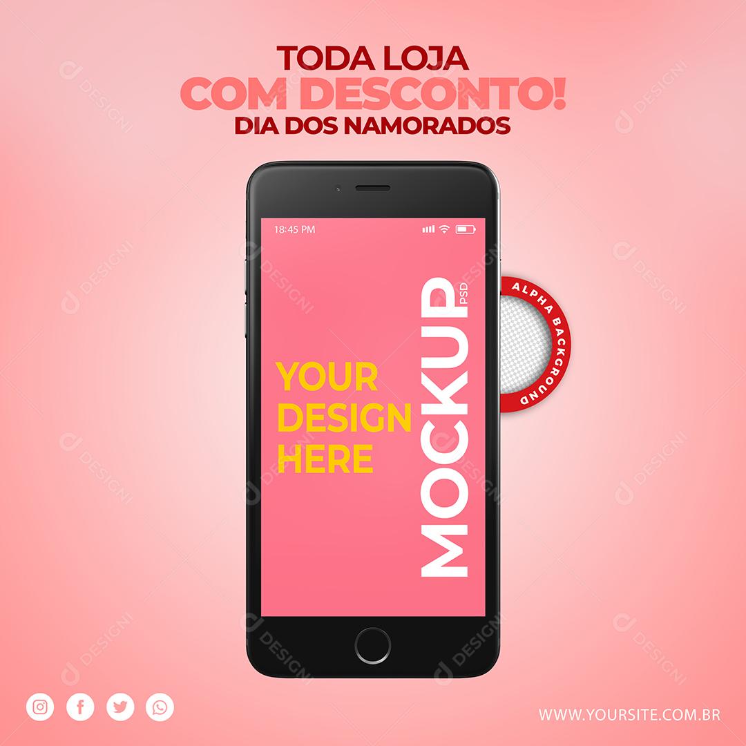 Mockup Smatphone Dia dos Namorados Corações PSD Editável