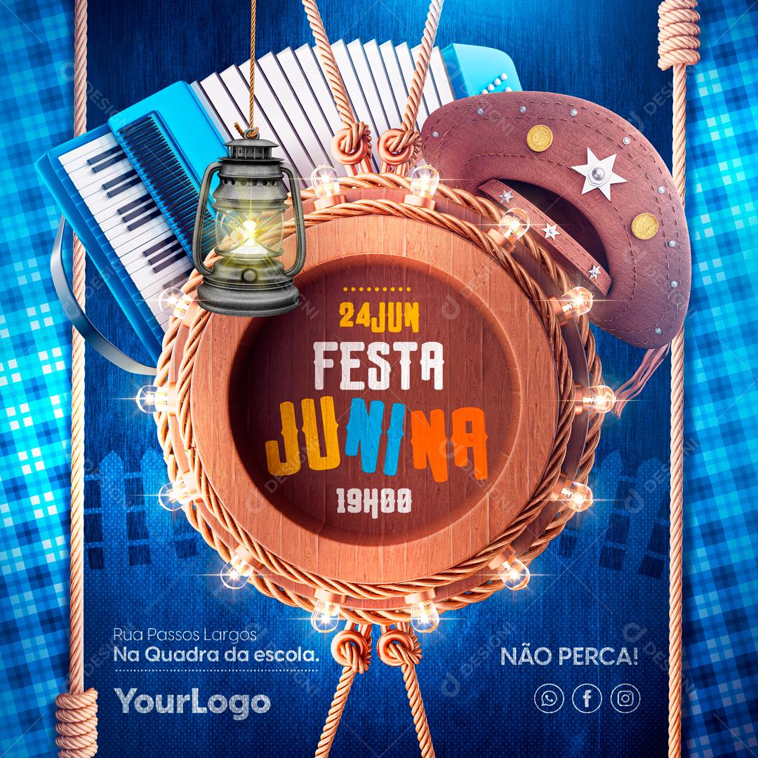 Festa Junina 24 De Junho Social Media PSD Editável