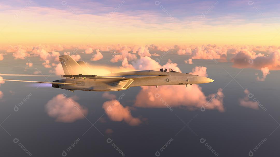 F-18 Hornet voando sobre as nuvens no modo Burnout, 6 de junho de 2022, San Diego, Califórnia.