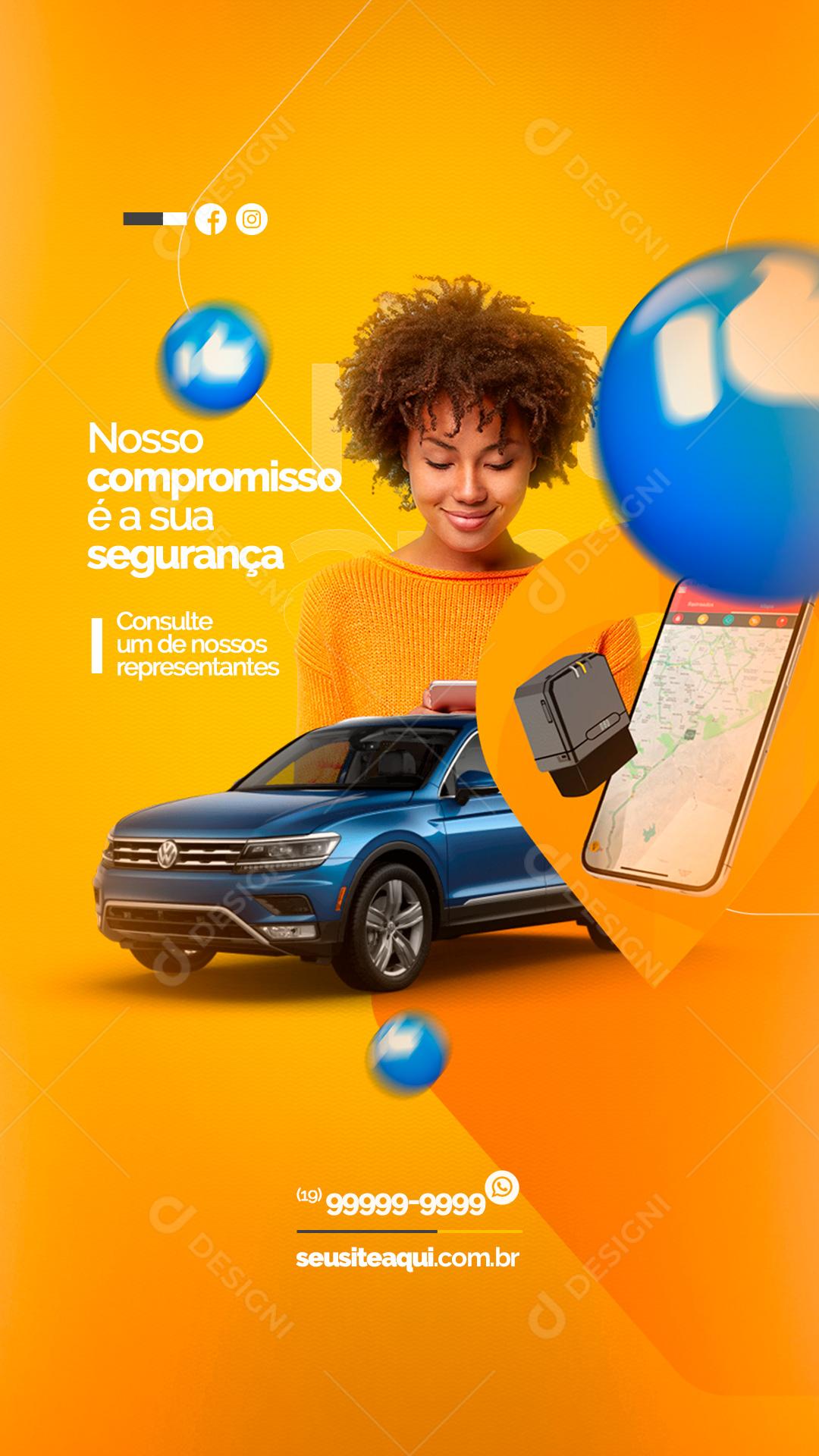 Story Nosso compromisso é a sua Segurança Rastreamento Social Media PSD Editável