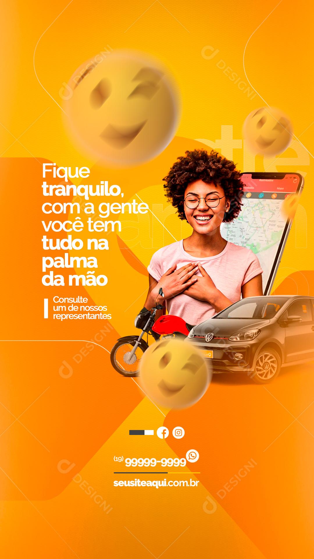 Story Fique tranquilo com a gente Rastreamento Social Media PSD Editável