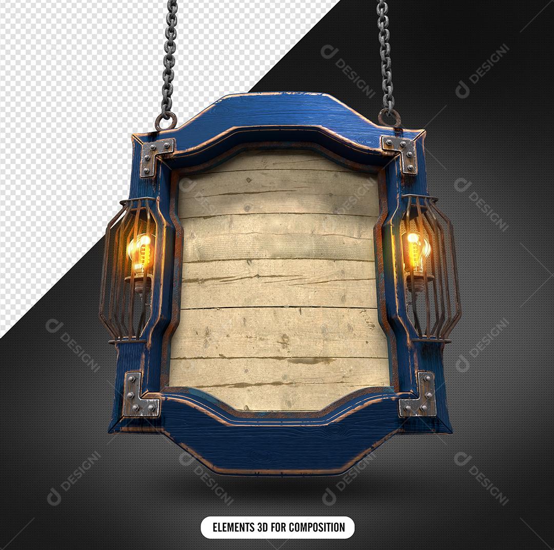 Elemento 3D de São João Azul para Composição PSD