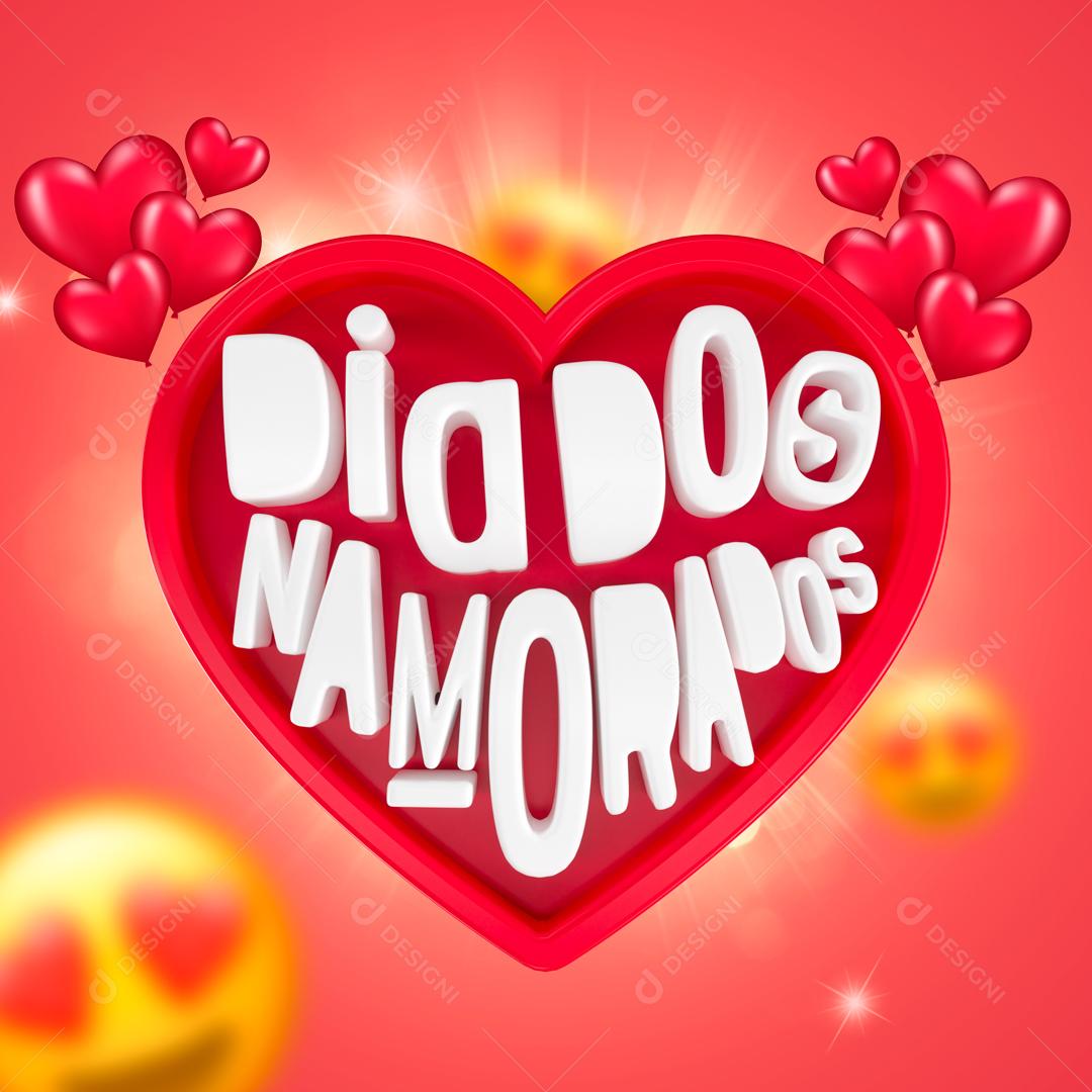 Selo 3D Dia Dos Namorados PSD + PNG