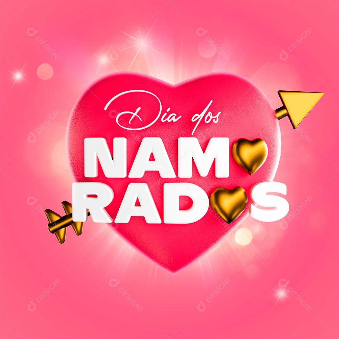 Dia Dos Namorados Selo 3D Para Composição PSD + PNG