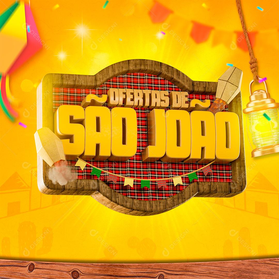 Selo 3D Ofertas de São João Para Composição PSD + PNG