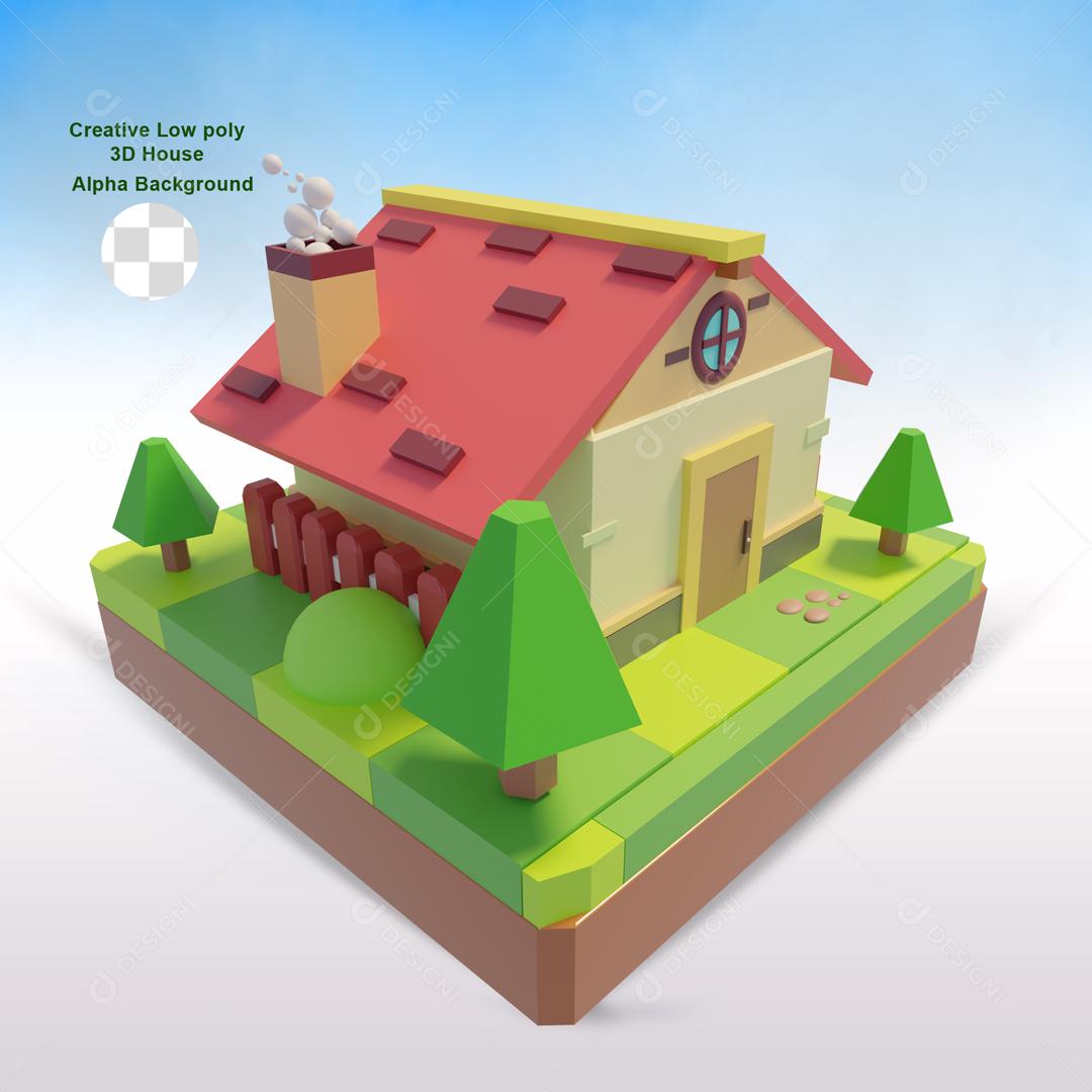 Casa Ilustração 3D Elemento para Composição PSD