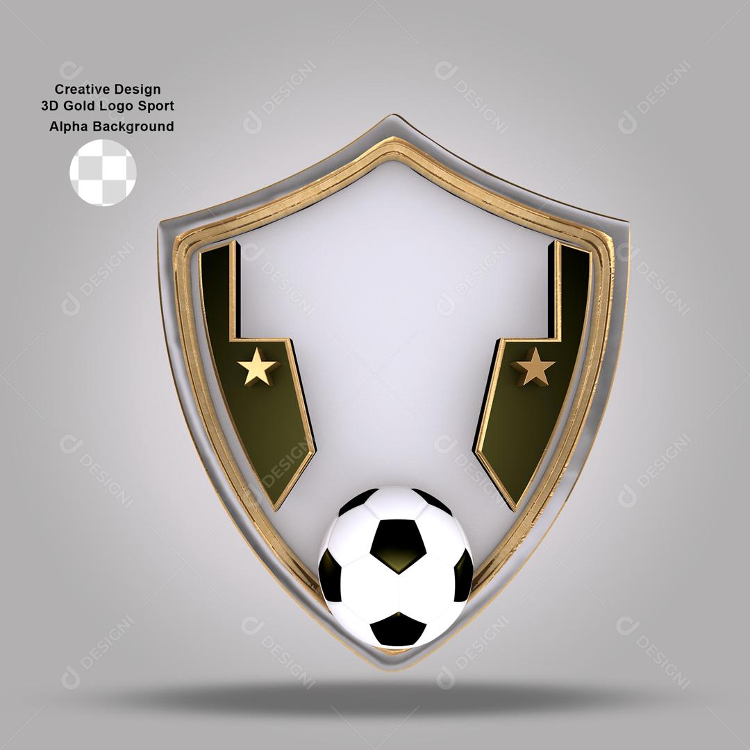 Brasão Dourado Elemento 3D de Time para Composição PSD