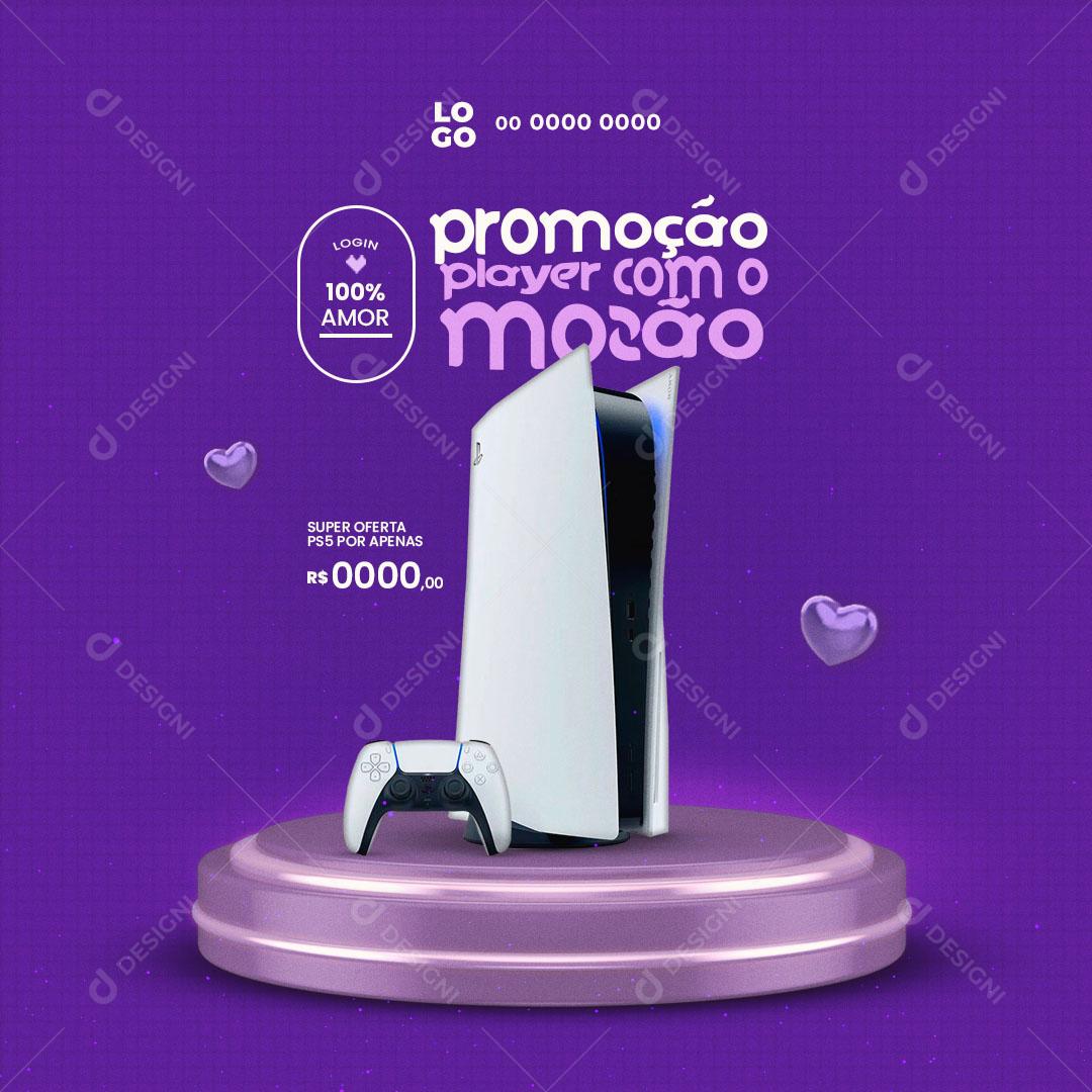 Promoção Dia Dos Namorados Playstation 5 Player com o Mozão Social Media PSD Editável