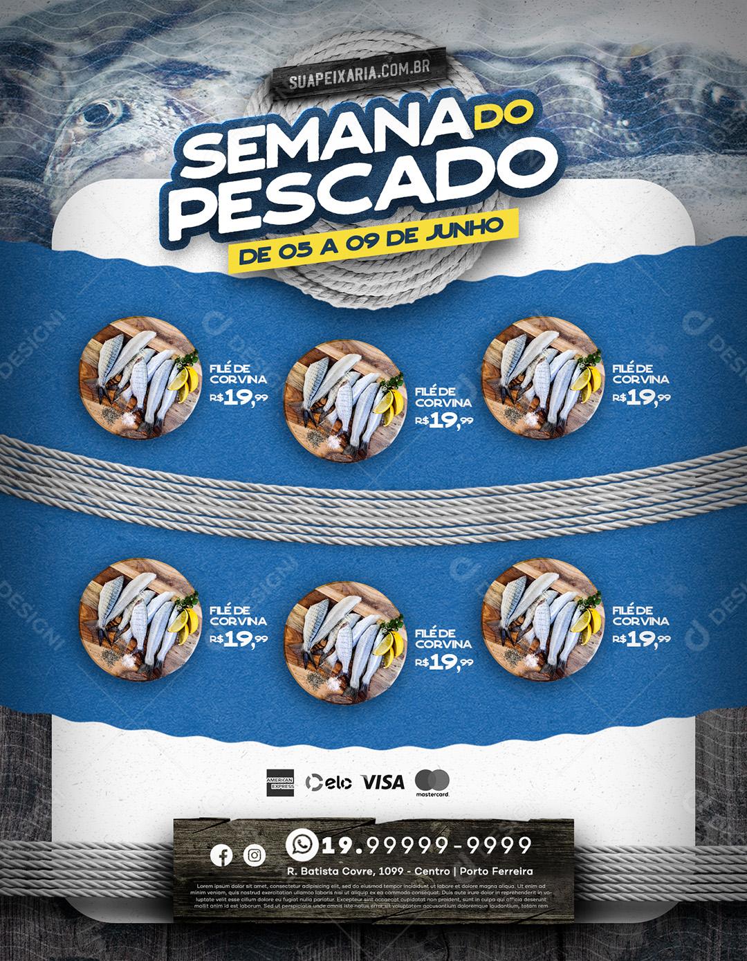 Social Media Encarte Semana do Pescado Peixaria PSD Editável