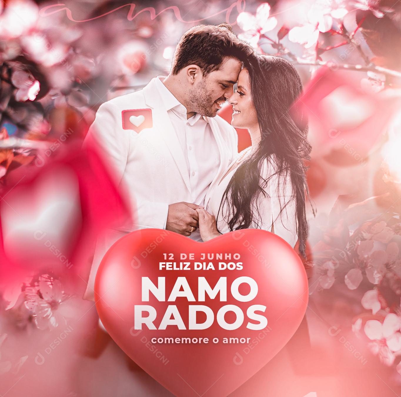 Social Media Feliz Dia Dos Namorados Comemore o Amor 12 de Junho PSD Editável