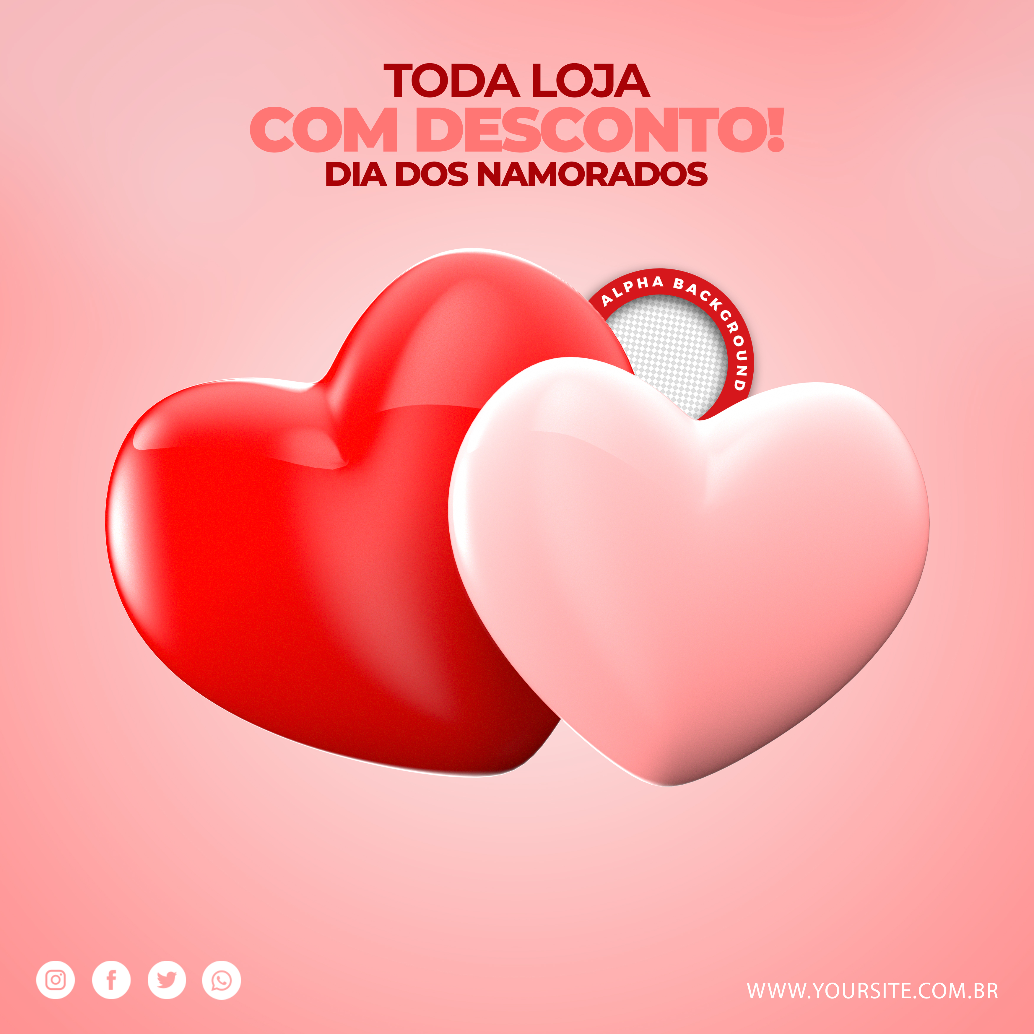 Social Media Template Toda Loja Com Desconto Dia Dos Namorados PSD Editável