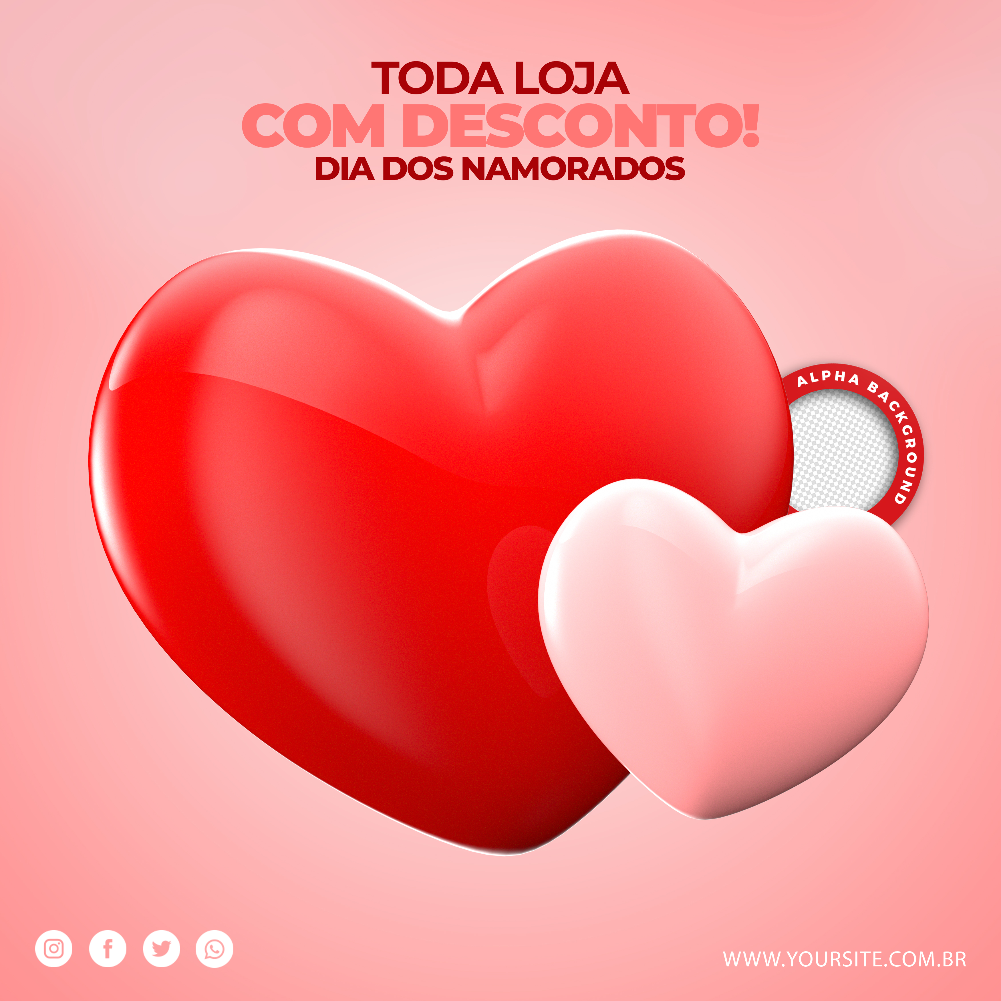 Social Media Template Toda Loja Com Desconto Dia Dos Namorados PSD Editável