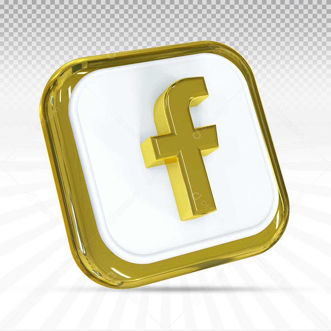 Facebook Elemento 3D Dourado Para Composição PSD