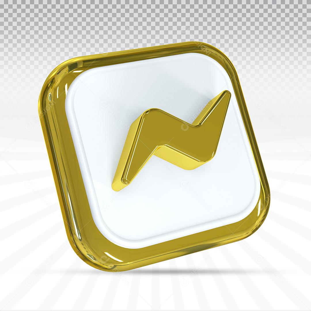 Messenger Elemento 3D Dourado Para Composição PSD
